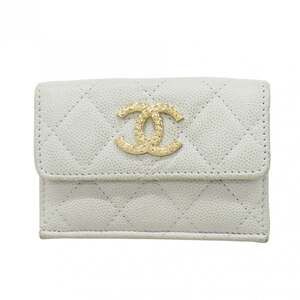 CHANEL Authentic Blue Caviar Leather Wallet